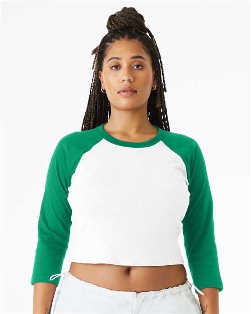 BELLA + CANVAS Women's Micro Rib Three-Quarter Raglan Sleeve Baby Tee 1200