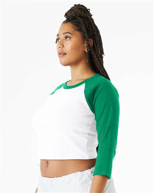 BELLA + CANVAS Women's Micro Rib Three-Quarter Raglan Sleeve Baby Tee 1200
