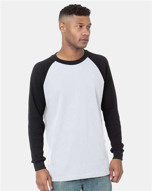 Bayside Men's USA-Made Heavyweight Waffle Knit Thermal Raglan T-Shirt 8211