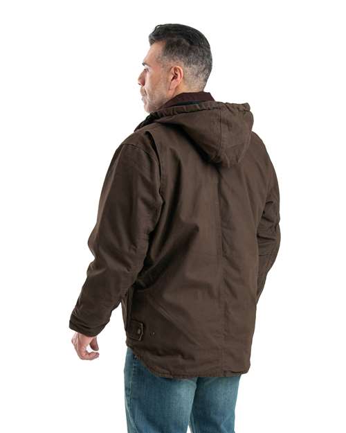 Berne Apparel Men's Heartland Washed Duck Zip-Off Hooded Coat JC613