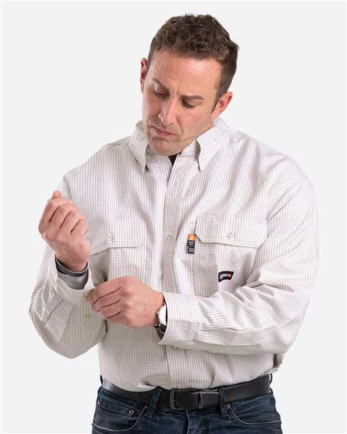 Berne Apparel Men's Flame-Resistant Down Plaid Work Shirt FRSH21