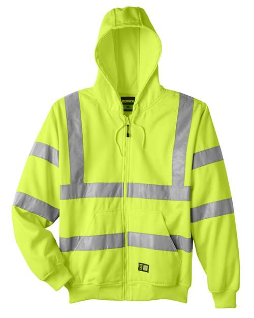Berne Apparel Men's Tall Hi-Vis Class 3 Lined Full-Zip Hooded Sweatshirt HVF021T