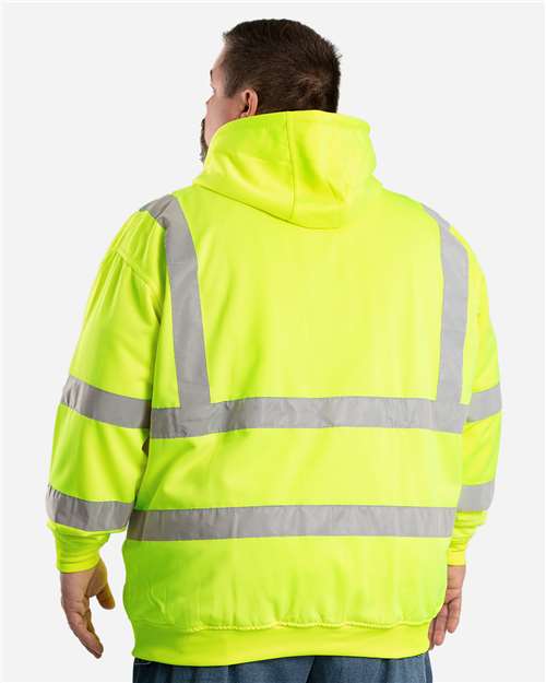 Berne Apparel Men's Tall Hi-Vis Class 3 Lined Full-Zip Hooded Sweatshirt HVF021T
