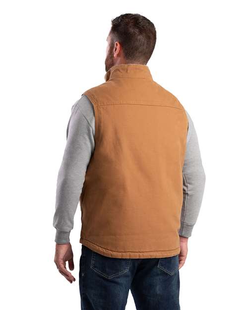 Berne Apparel Men's Heartland Sherpa-Lined Washed Duck Vest V818