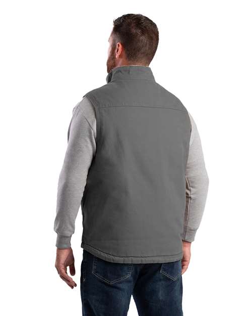 Berne Apparel Men's Heartland Sherpa-Lined Washed Duck Vest V818