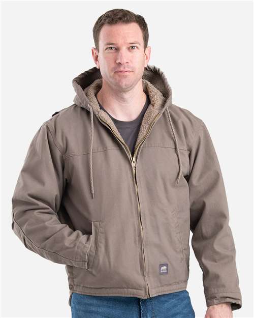 Berne Apparel Men's Heartland Washed Duck Hooded Work Coat HJ626
