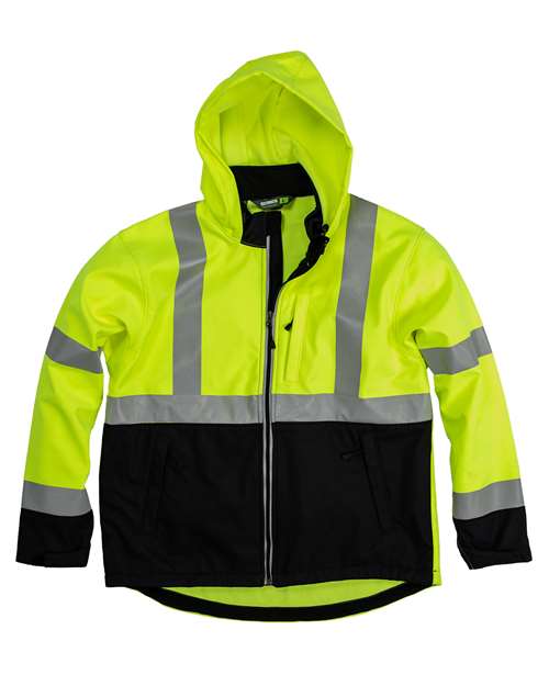 Berne Apparel Men's Hi-Vis Class 3 Hooded Soft Shell Jacket HVJS206