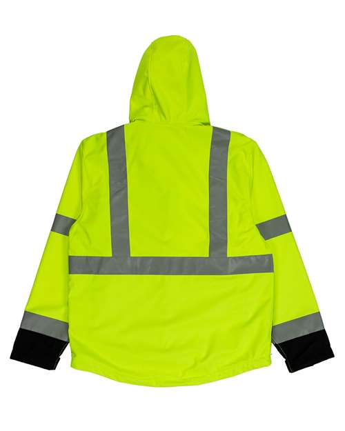 Berne Apparel Men's Tall Hi-Vis Class 3 Hooded Soft Shell Jacket HVJS206T