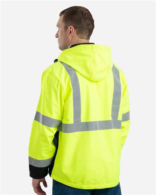 Berne Apparel Men's Tall Hi-Vis Class 3 Hooded Soft Shell Jacket HVJS206T