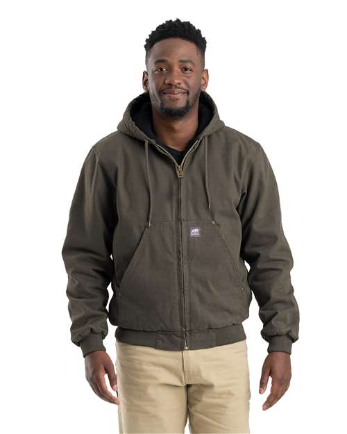 Berne Apparel Men's Tall Heartland Washed Cotton Duck Hooded Jacket HJ375T
