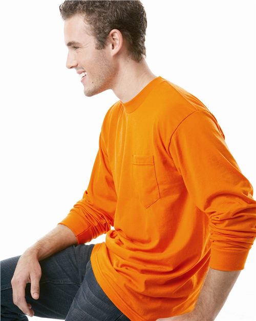 Bayside Unisex USA-Made 50/50 Long Sleeve Pocket T-Shirt 1730