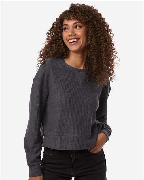 Boxercraft Women's Ribbed Knit Cropped Boxy Crew BW5102