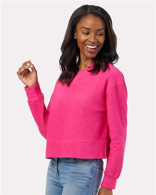 Boxercraft Women's Ribbed Knit Cropped Boxy Crew BW5102