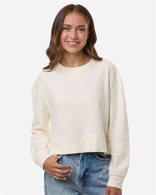 Boxercraft Women's Ribbed Knit Cropped Boxy Crew BW5102