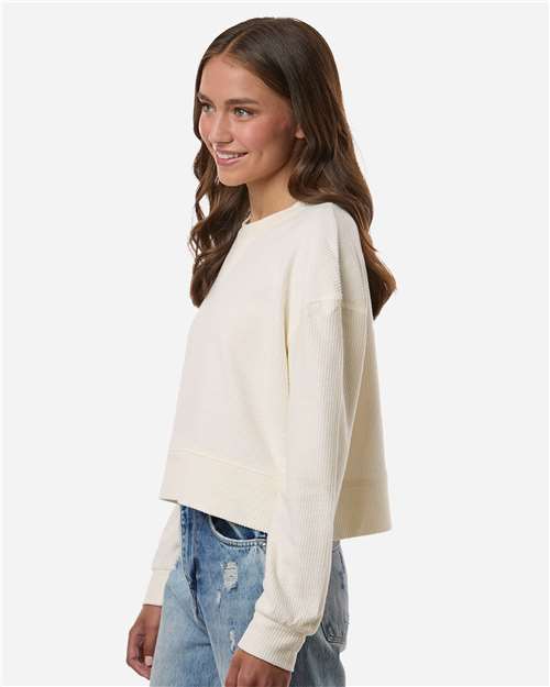 Boxercraft Women's Ribbed Knit Cropped Boxy Crew BW5102