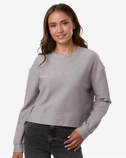 Boxercraft Women's Ribbed Knit Cropped Boxy Crew BW5102
