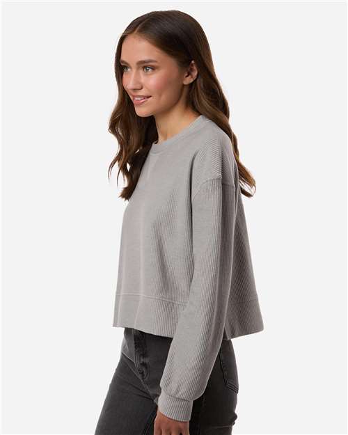 Boxercraft Women's Ribbed Knit Cropped Boxy Crew BW5102