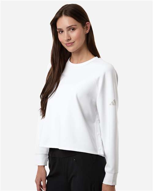 Adidas Women's Beyond Side-Snap Crewneck Sweatshirt A1014