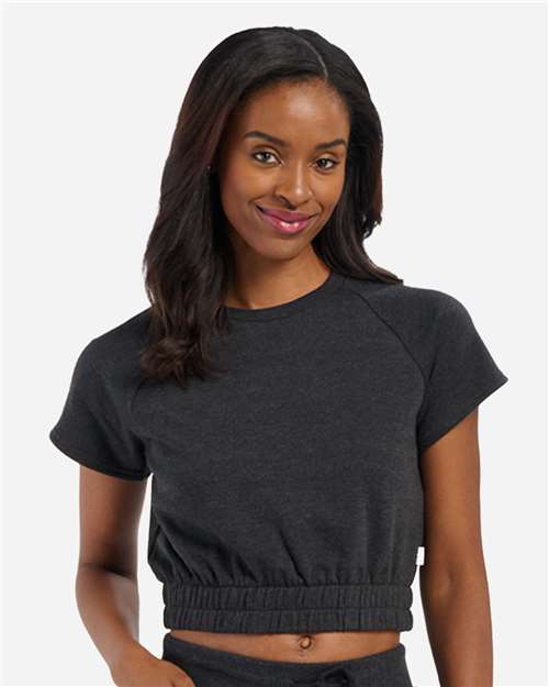 Boxercraft Women's French Terry Short Sleeve Cropped Crewneck Sweatshirt BW2103