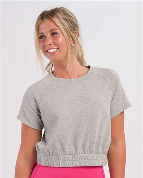 Boxercraft Women's French Terry Short Sleeve Cropped Crewneck Sweatshirt BW2103