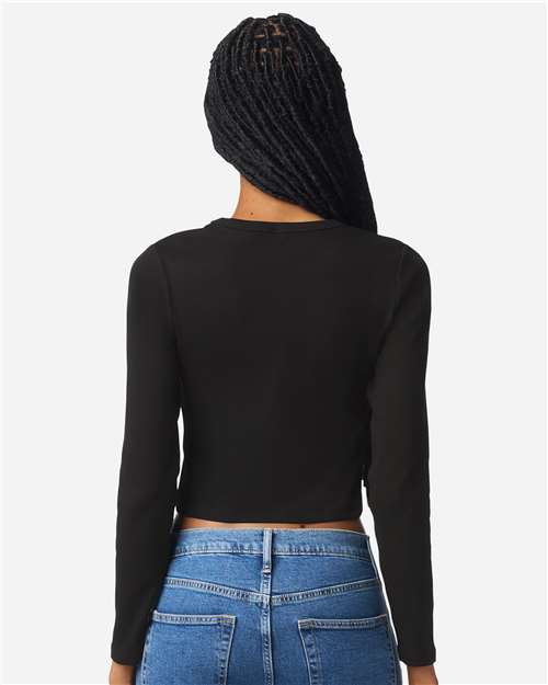 American Apparel Women's Baby Rib Long Sleeve Cropped Tee BR2107