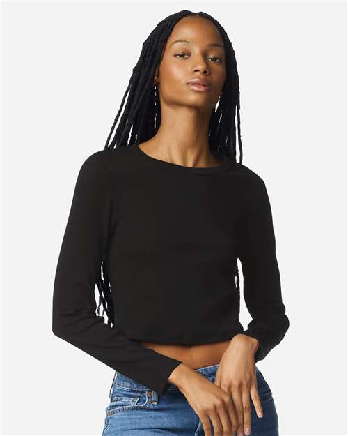 American Apparel Women's Baby Rib Long Sleeve Cropped Tee BR2107