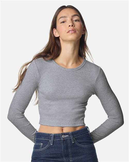 American Apparel Women's Baby Rib Long Sleeve Cropped Tee BR2107