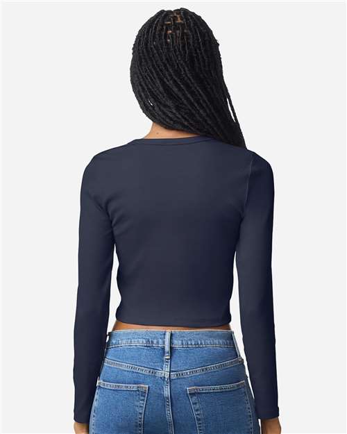 American Apparel Women's Baby Rib Long Sleeve Cropped Tee BR2107
