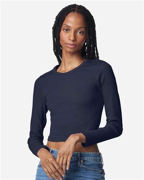 American Apparel Women's Baby Rib Long Sleeve Cropped Tee BR2107