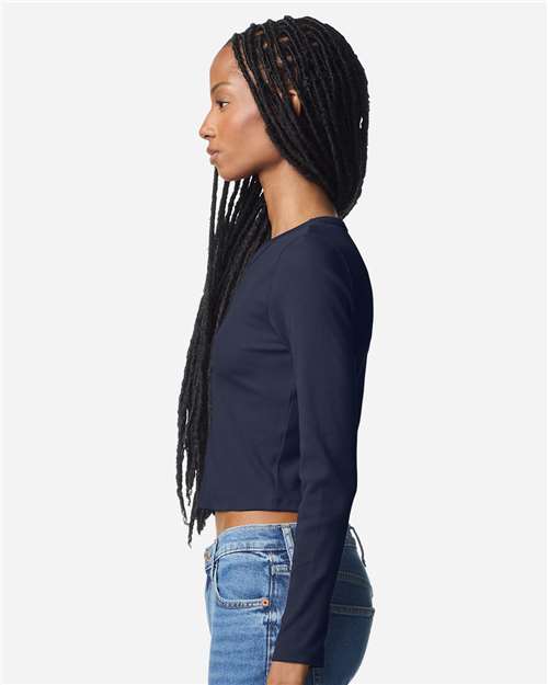 American Apparel Women's Baby Rib Long Sleeve Cropped Tee BR2107