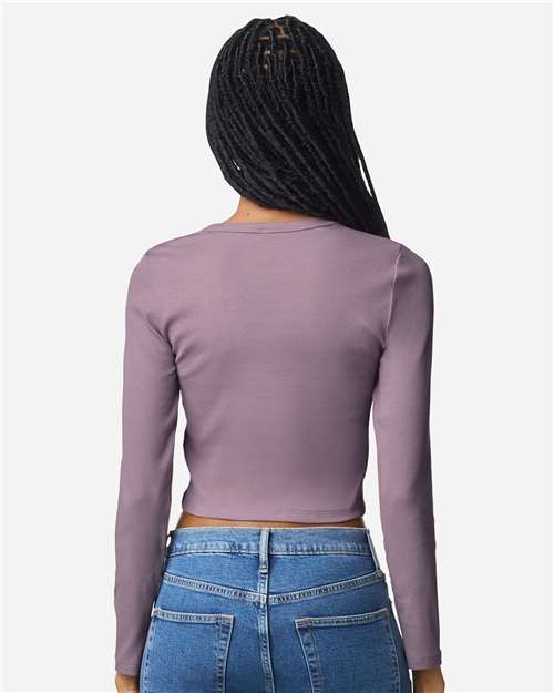 American Apparel Women's Baby Rib Long Sleeve Cropped Tee BR2107