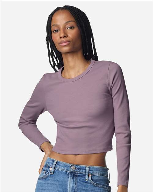 American Apparel Women's Baby Rib Long Sleeve Cropped Tee BR2107