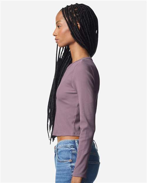 American Apparel Women's Baby Rib Long Sleeve Cropped Tee BR2107