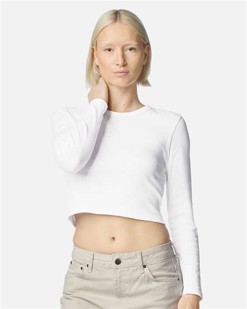 American Apparel Women's Baby Rib Long Sleeve Cropped Tee BR2107