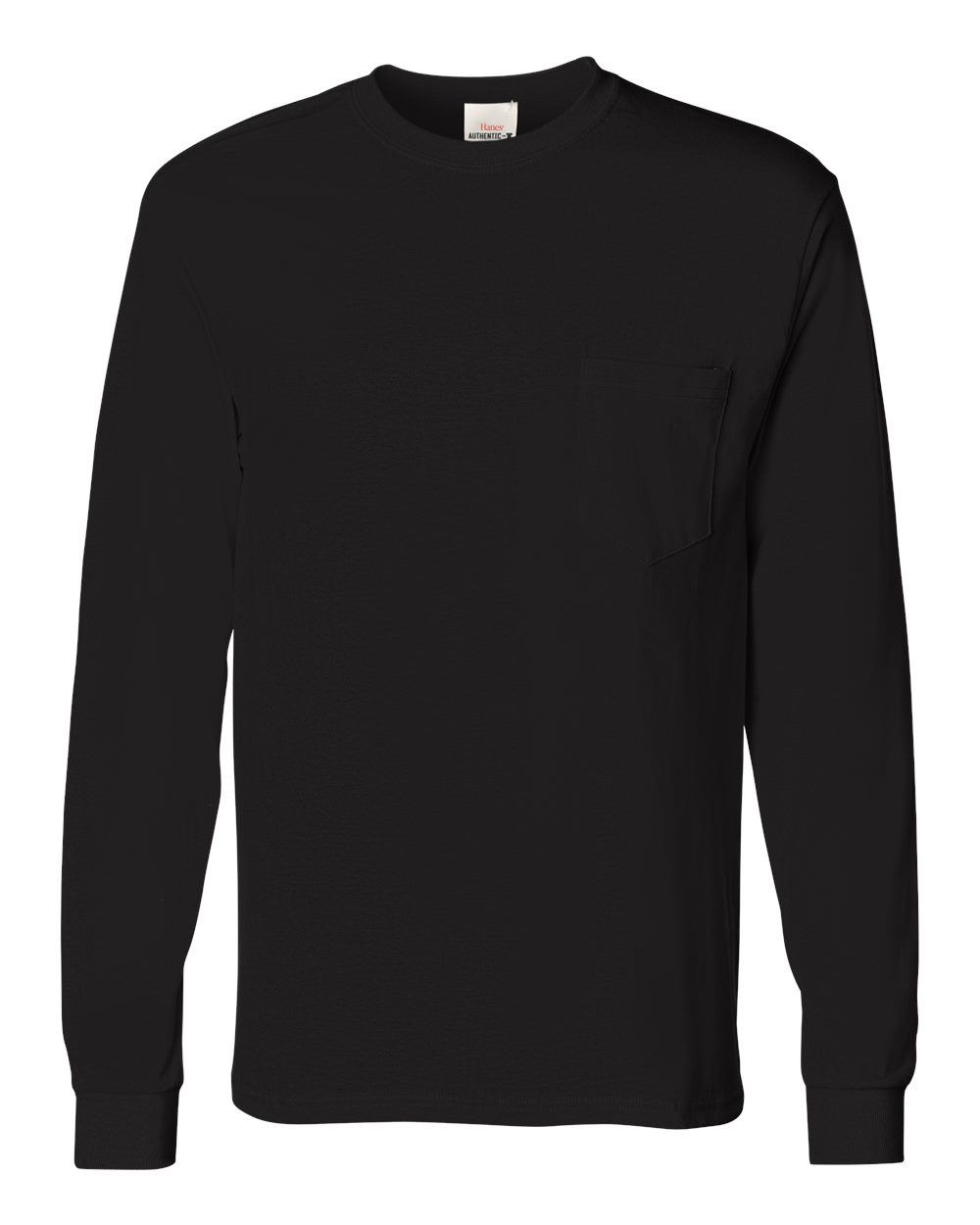 Hanes 5596 - Unisex Authentic Long Sleeve Pocket T-Shirt - Black