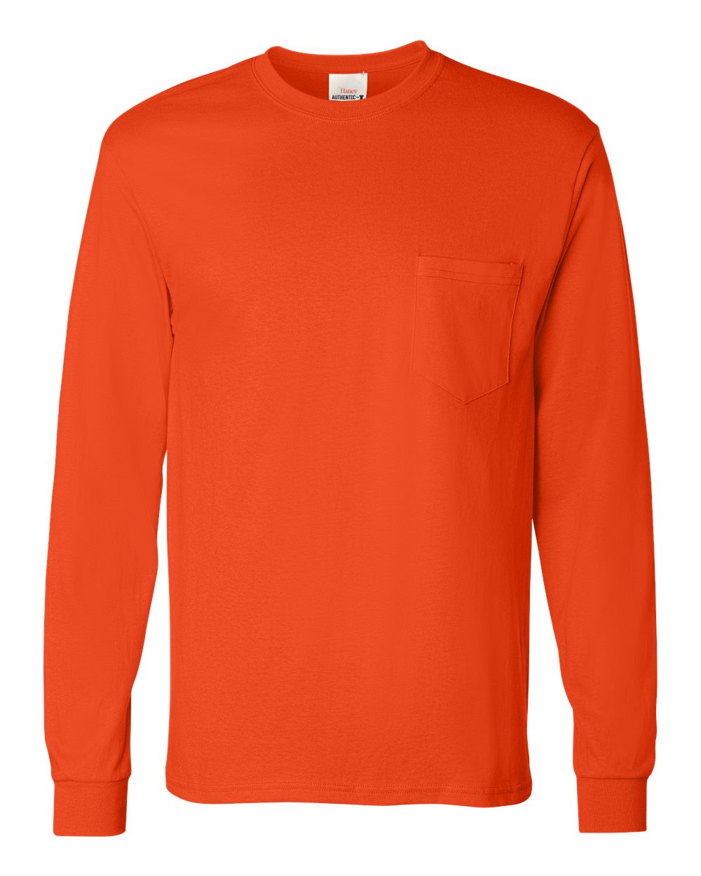 Hanes 5596 - Unisex Authentic Long Sleeve Pocket T-Shirt - Orange