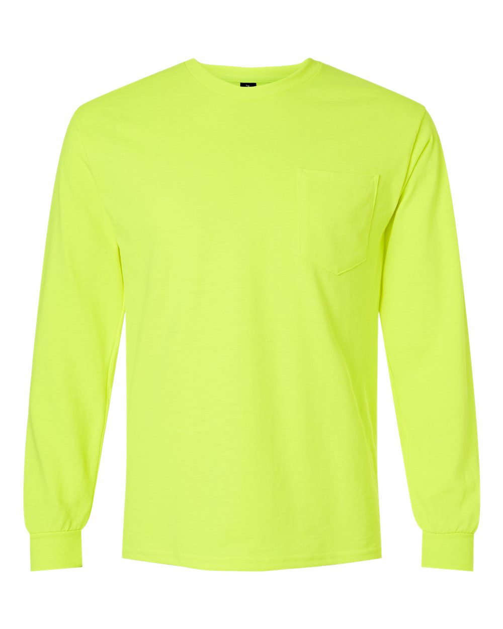 Gildan 2410 - Unisex Ultra Cotton® Long Sleeve Pocket T-Shirt - Safety Green
