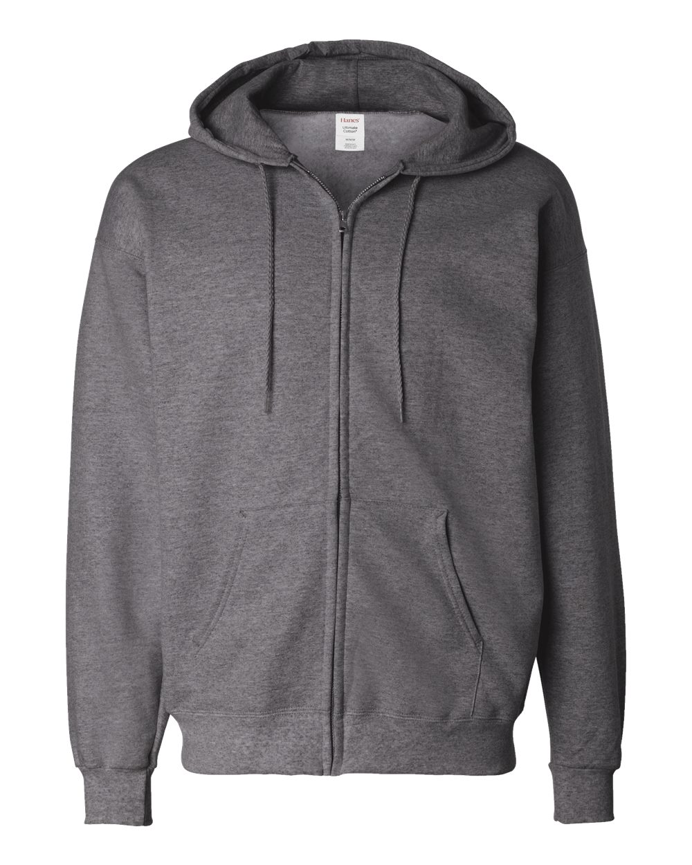 Hanes F280 - Unisex Ultimate Cotton® Full-Zip Hooded Sweatshirt - Charcoal Heather