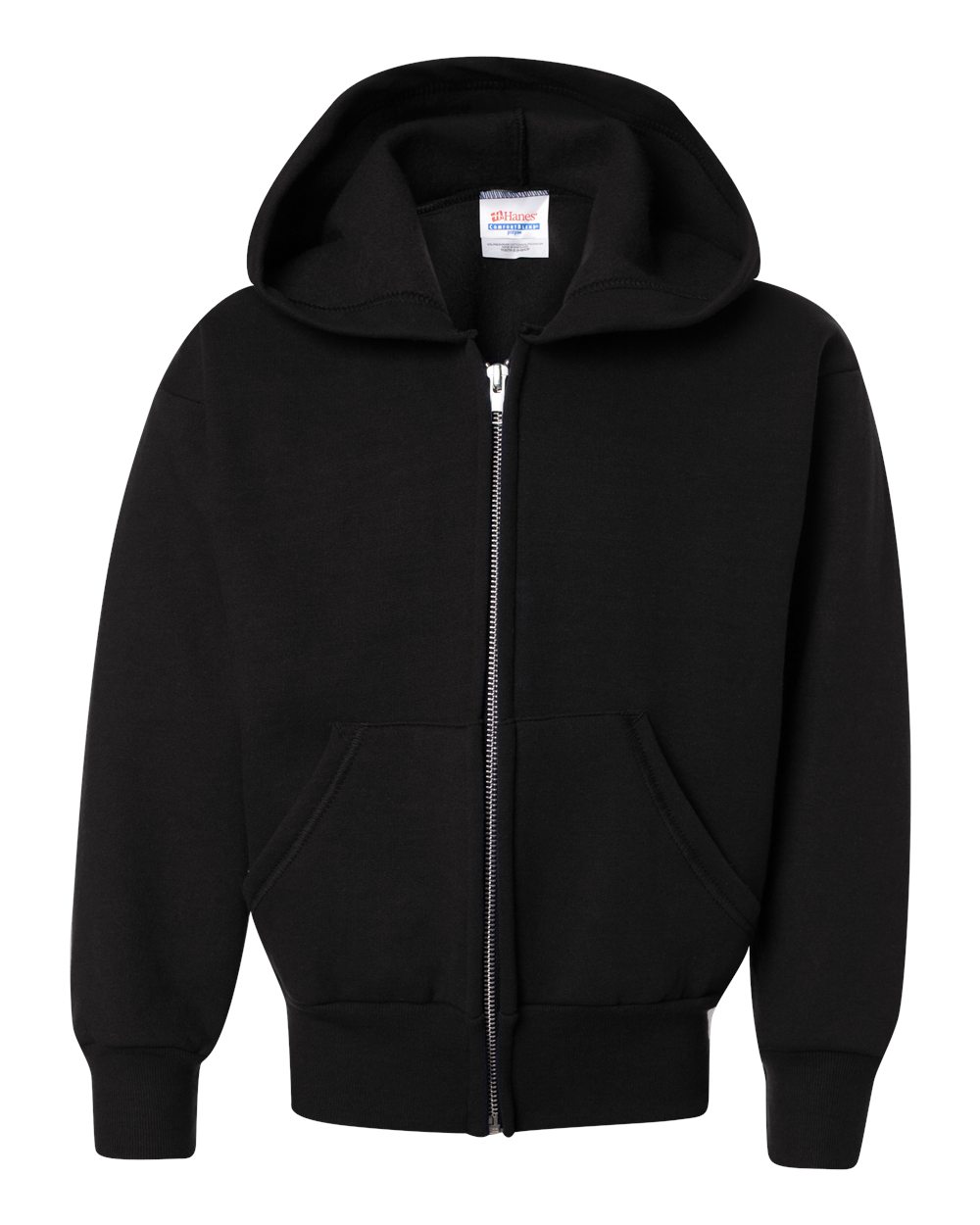 Hanes P480 - Youth EcoSmart® Full-Zip Hooded Sweatshirt - Black