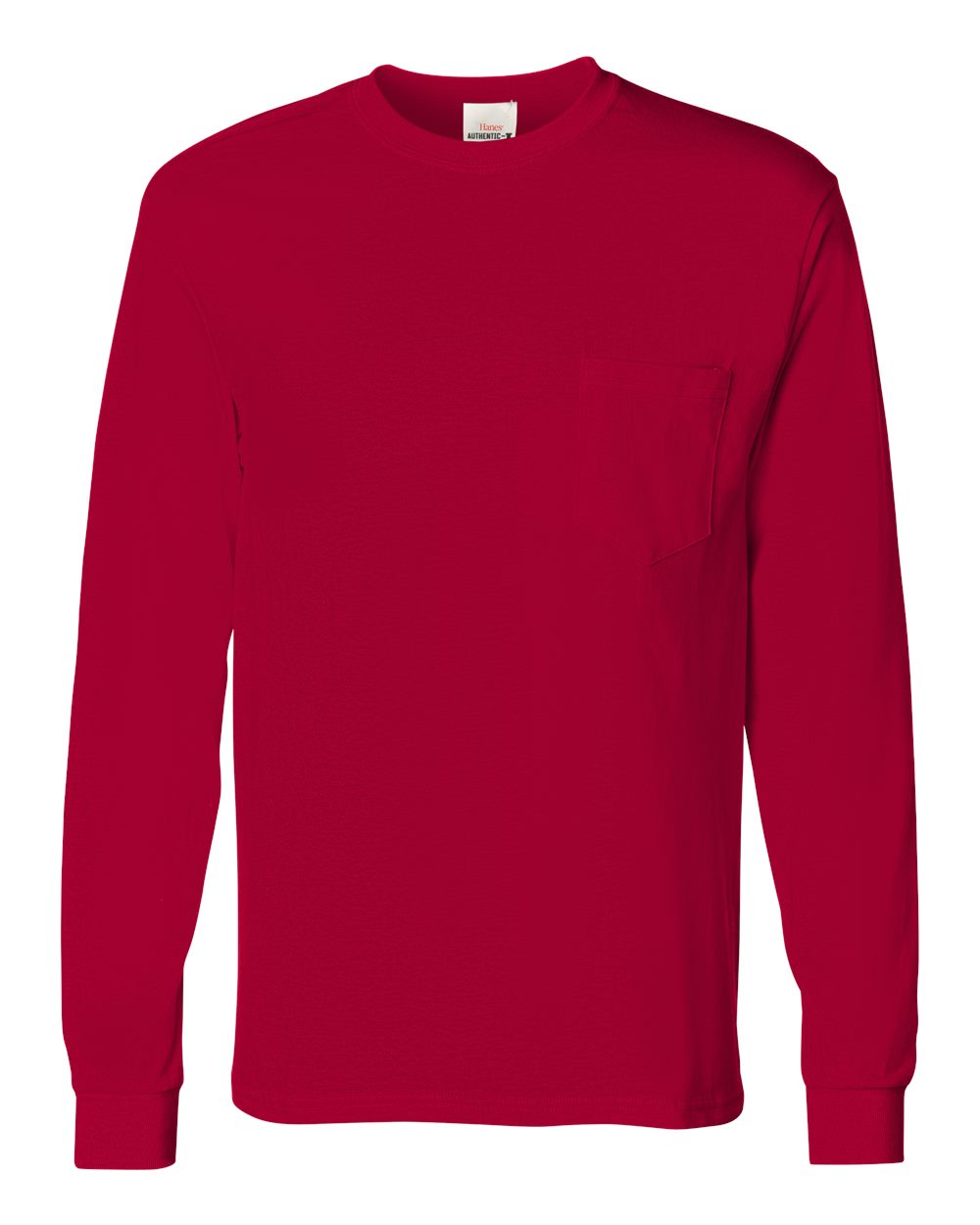 Hanes 5596 - Unisex Authentic Long Sleeve Pocket T-Shirt - Deep Red
