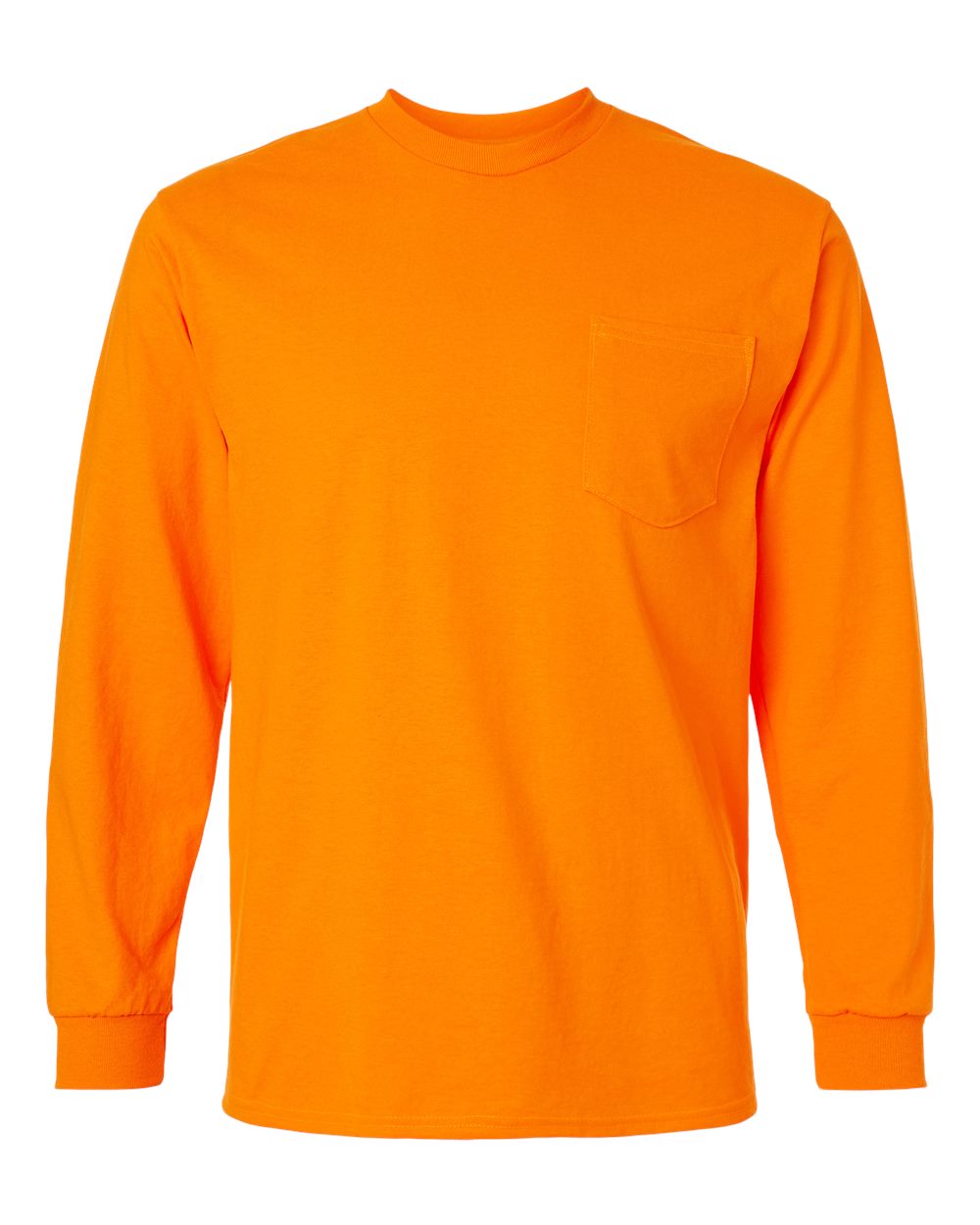 Gildan 2410 - Unisex Ultra Cotton® Long Sleeve Pocket T-Shirt - Safety Orange