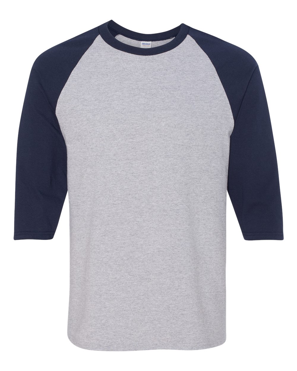 Gildan 5700 - Unisex Heavy Cotton™ Raglan Three-Quarter Sleeve T-Shirt - Sport Grey/ Navy