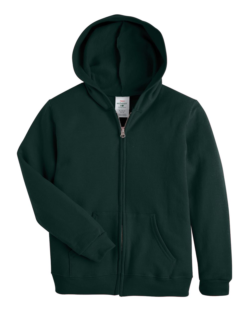 Hanes P480 - Youth EcoSmart® Full-Zip Hooded Sweatshirt - Deep Forest