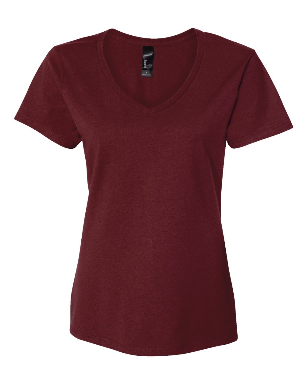 Hanes S04V - Women's Perfect-T V-Neck T-Shirt - Maroon