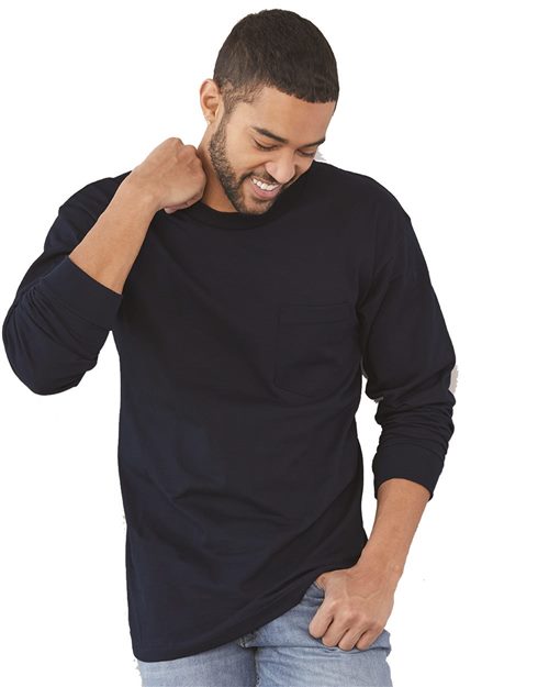 Bayside Unisex USA-Made Long Sleeve Pocket T-Shirt 8100