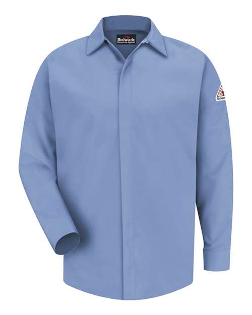 Bulwark Men's Concealed-Gripper Pocketless Work Shirt SLS2