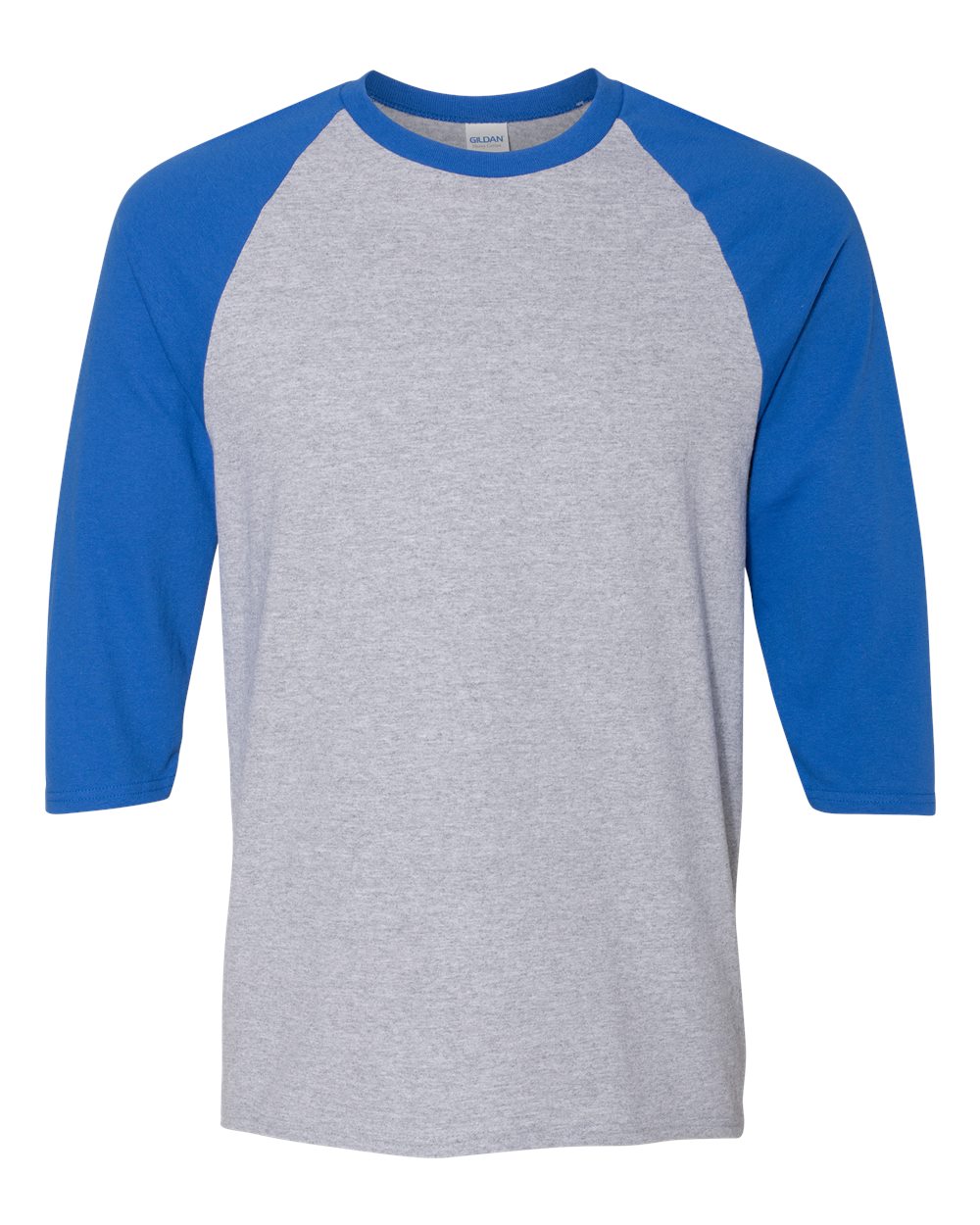 Gildan 5700 - Unisex Heavy Cotton™ Raglan Three-Quarter Sleeve T-Shirt - Sport Grey/ Royal