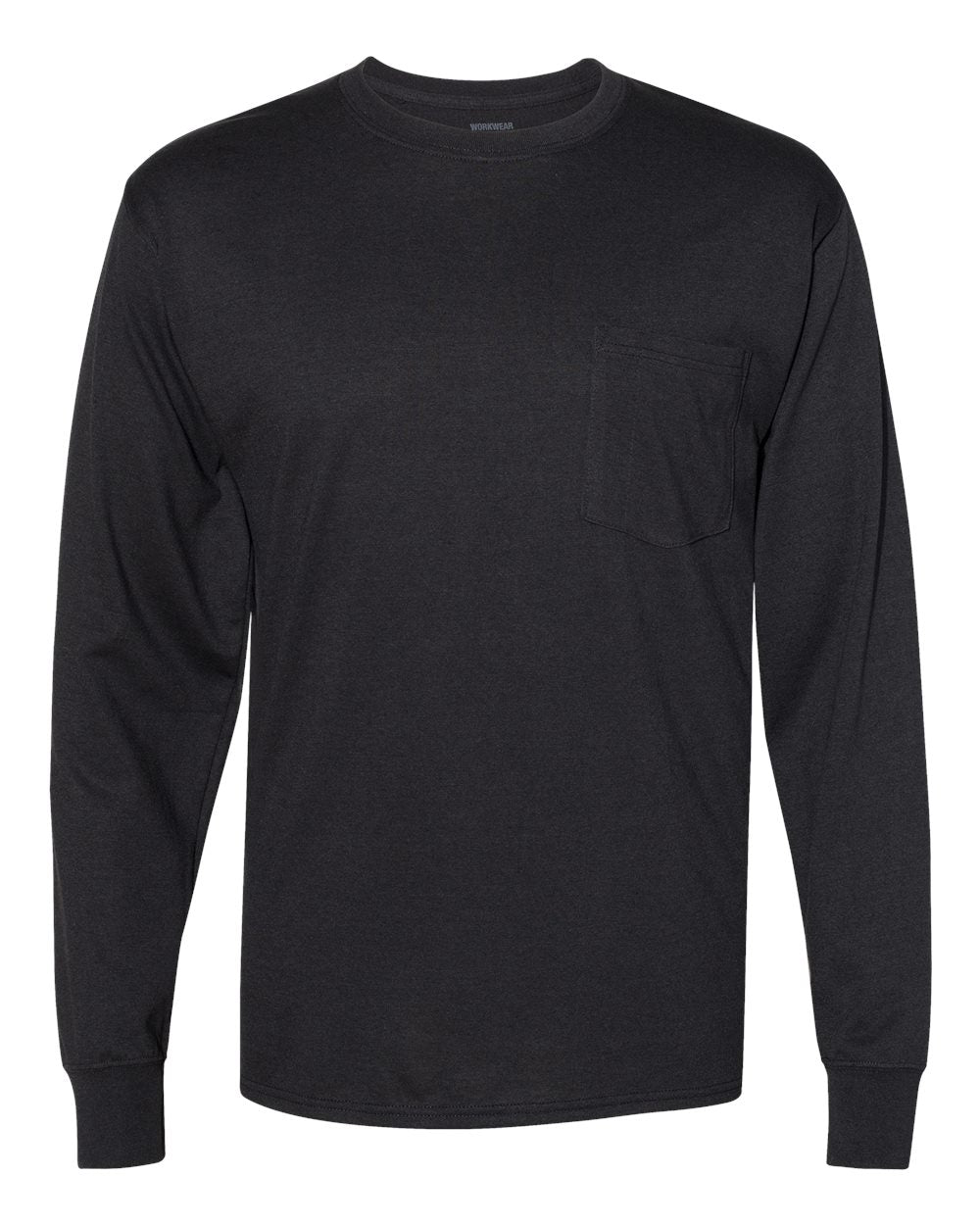 Hanes W120 - Unisex Workwear Long Sleeve Pocket T-Shirt - Black