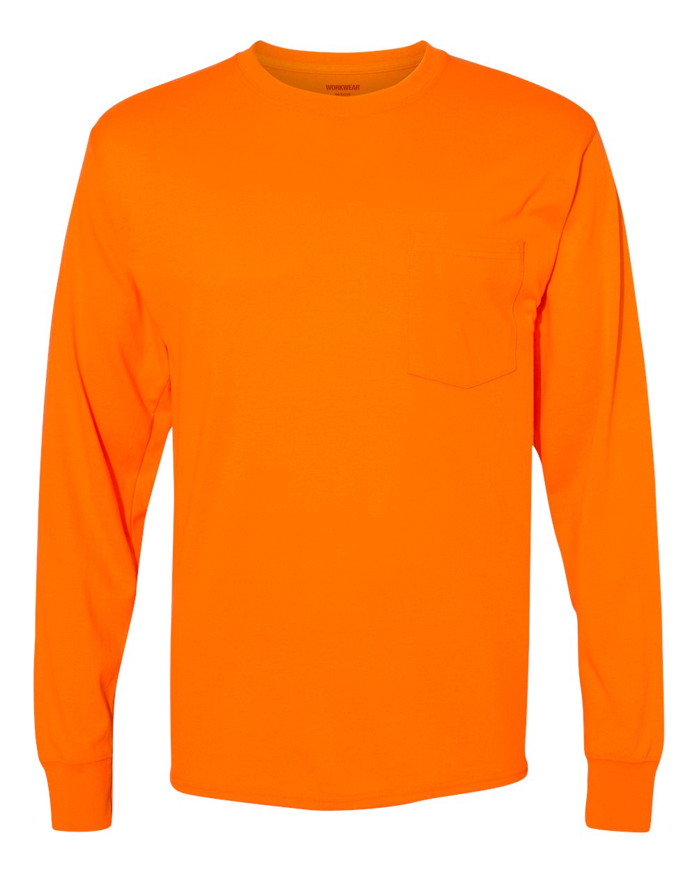 Hanes W120 - Unisex Workwear Long Sleeve Pocket T-Shirt - Safety Orange
