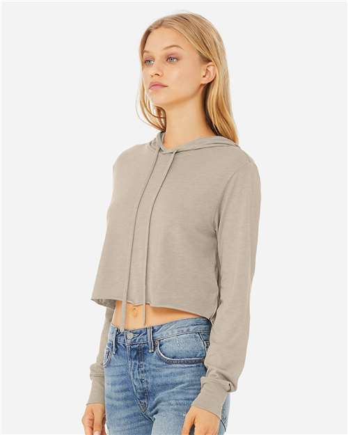 BELLA + CANVAS Women’s Triblend Crop Long Sleeve Hoodie Tee 8512